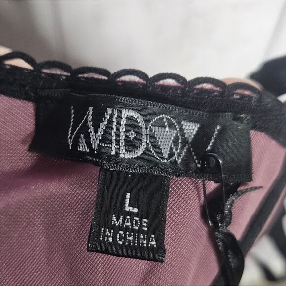 Dolls Kill WIDOW Mauve Velvet & Black Lace Bustier - NWT, size Large - Picture 5 of 7